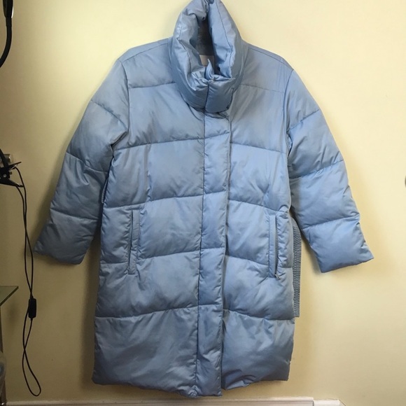 Avec Les Filles Down Puffer Coat Zip Belt Parka Oversized Shawl Hood Collar Lg - Picture 7 of 9